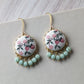 Strawberry Earrings, Pastel Pink And Green Dangles