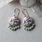 Strawberry Earrings, Pastel Pink And Green Dangles