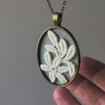 Load and play video in Gallery viewer, Vintage French Floral Textile Oval Pendant Necklace
