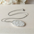 Load image into Gallery viewer, Silver Oval Pendant With Ivory 1920s French Lace
