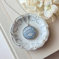 Load image into Gallery viewer, Blue Vintage French Lace In Small Round Silver Pendant
