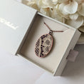 Load image into Gallery viewer, Copper Oval Pendant With 1920s French Lace On Burgundy Cotton
