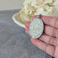Load image into Gallery viewer, Silver Oval Pendant With Ivory 1920s French Lace
