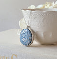 Load image into Gallery viewer, Blue Vintage French Lace In Small Round Silver Pendant
