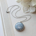 Load image into Gallery viewer, Blue Vintage French Lace In Small Round Silver Pendant
