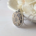Load image into Gallery viewer, Small Silver Pendant Necklace With Antique French Lace
