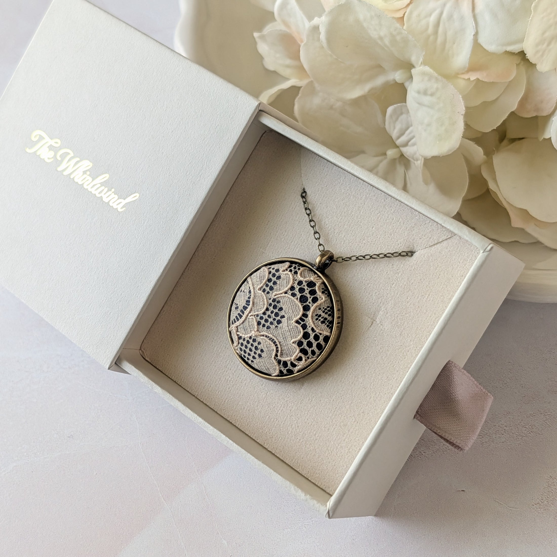 Traditional 13th Anniversary Gift For Wife, Small Vintage Lace Pendant
