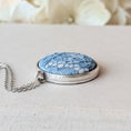 Load image into Gallery viewer, Blue Vintage French Lace In Small Round Silver Pendant

