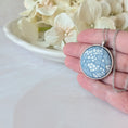 Load image into Gallery viewer, Blue Vintage French Lace In Small Round Silver Pendant
