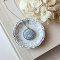 Load image into Gallery viewer, Blue Vintage French Lace In Small Round Silver Pendant
