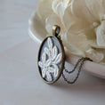 Load image into Gallery viewer, Vintage French Floral Textile Oval Pendant Necklace
