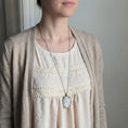 Load image into Gallery viewer, Vintage French Floral Textile Oval Pendant Necklace

