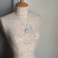 Load image into Gallery viewer, Blue Vintage French Lace In Small Round Silver Pendant
