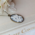Load image into Gallery viewer, Vintage French Floral Textile Oval Pendant Necklace
