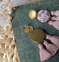 Load image into Gallery viewer, Vintage Lace Tassel Earrings - Terracotta Orange, Pastel Pink, Gold Brass
