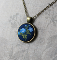 Load image into Gallery viewer, Blue Rose Necklace, Small Pendant, Garden Gift
