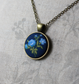 Blue Rose Necklace, Small Pendant, Garden Gift