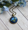 Load image into Gallery viewer, Blue Rose Necklace, Small Pendant, Garden Gift
