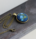 Load image into Gallery viewer, Blue Rose Necklace, Small Pendant, Garden Gift
