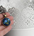 Load image into Gallery viewer, Blue Rose Necklace, Small Pendant, Garden Gift
