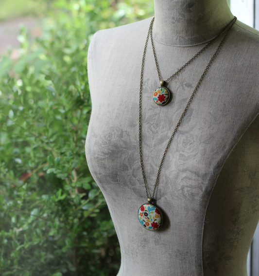 Cute Necklace With Colorful Floral Fabric
