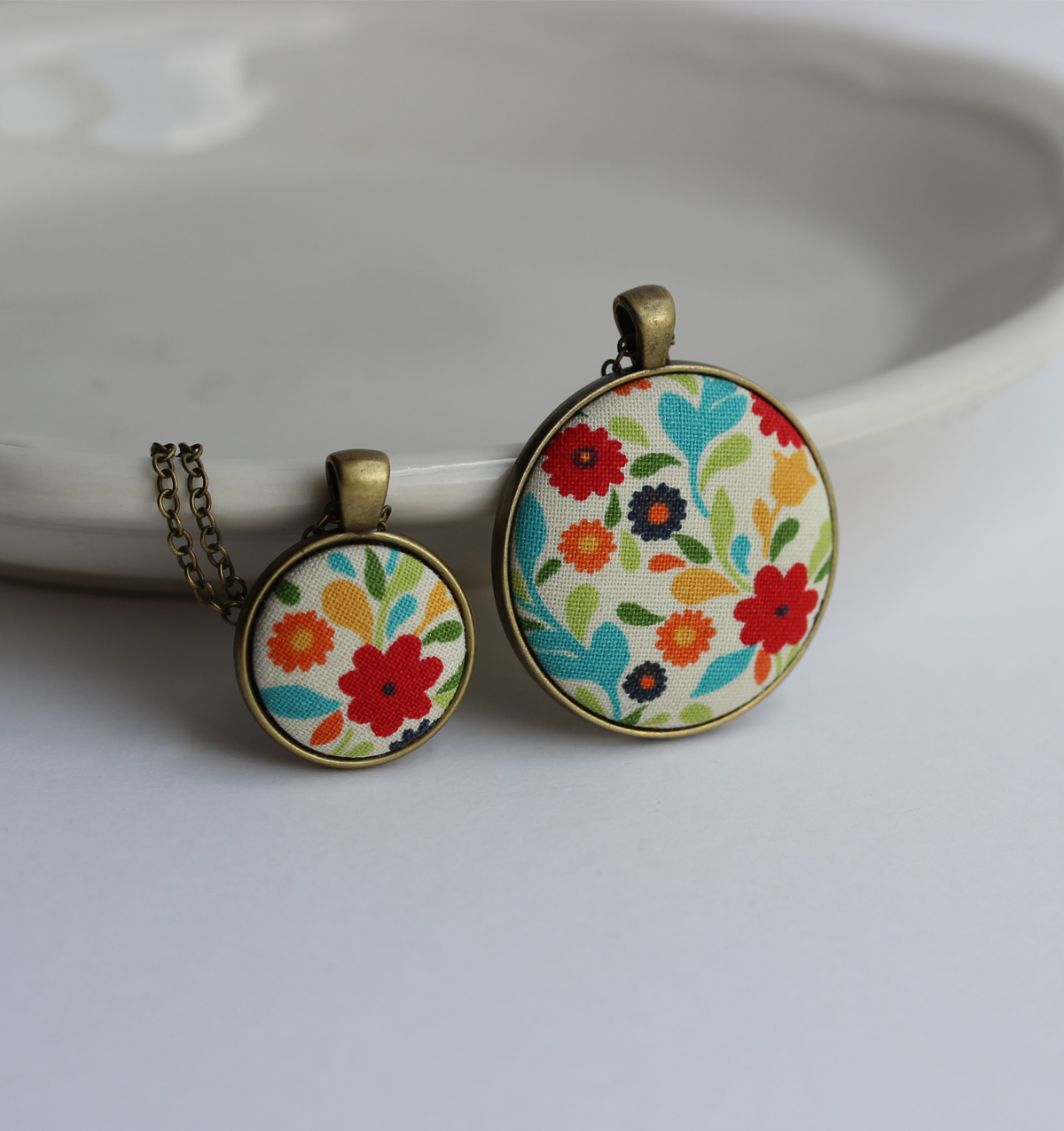 Cute Necklace With Colorful Floral Fabric