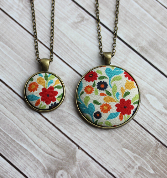 Cute Necklace With Colorful Floral Fabric