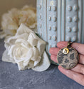Load image into Gallery viewer, Antique 1920s Cotton Lace And Black Fabric Necklace With Gold Initial Charm
