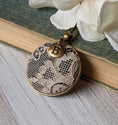 Load image into Gallery viewer, Antique 1920s Cotton Lace And Black Fabric Necklace With Gold Initial Charm
