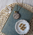 Load image into Gallery viewer, Antique 1920s Cotton Lace And Black Fabric Necklace With Gold Initial Charm
