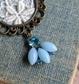 Sky Blue Crystal, Fabric, And Vintage Lace Art Nouveau Style Pendant