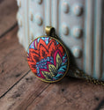 Load image into Gallery viewer, Bright Floral Orange Necklace, Unique Fabric
