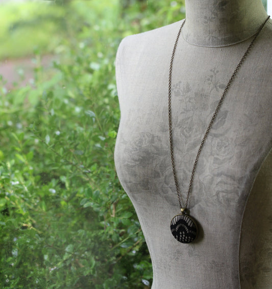 Art Deco Necklace, Black And Beige