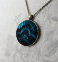 Load image into Gallery viewer, Black and Teal Necklace, Large Lace Pendant
