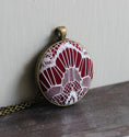 Load image into Gallery viewer, Burgundy Necklace, White Art Deco Lace Jewelry
