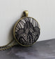 Large Beige And Black Pendant, Art Deco Lace Jewelry