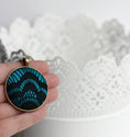 Load image into Gallery viewer, Black and Teal Necklace, Large Lace Pendant
