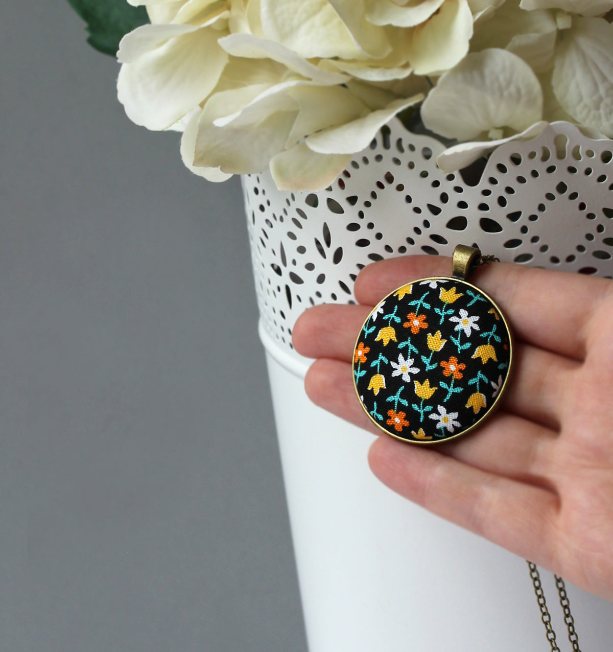 Floral Fabric In Small Or Large Pendant