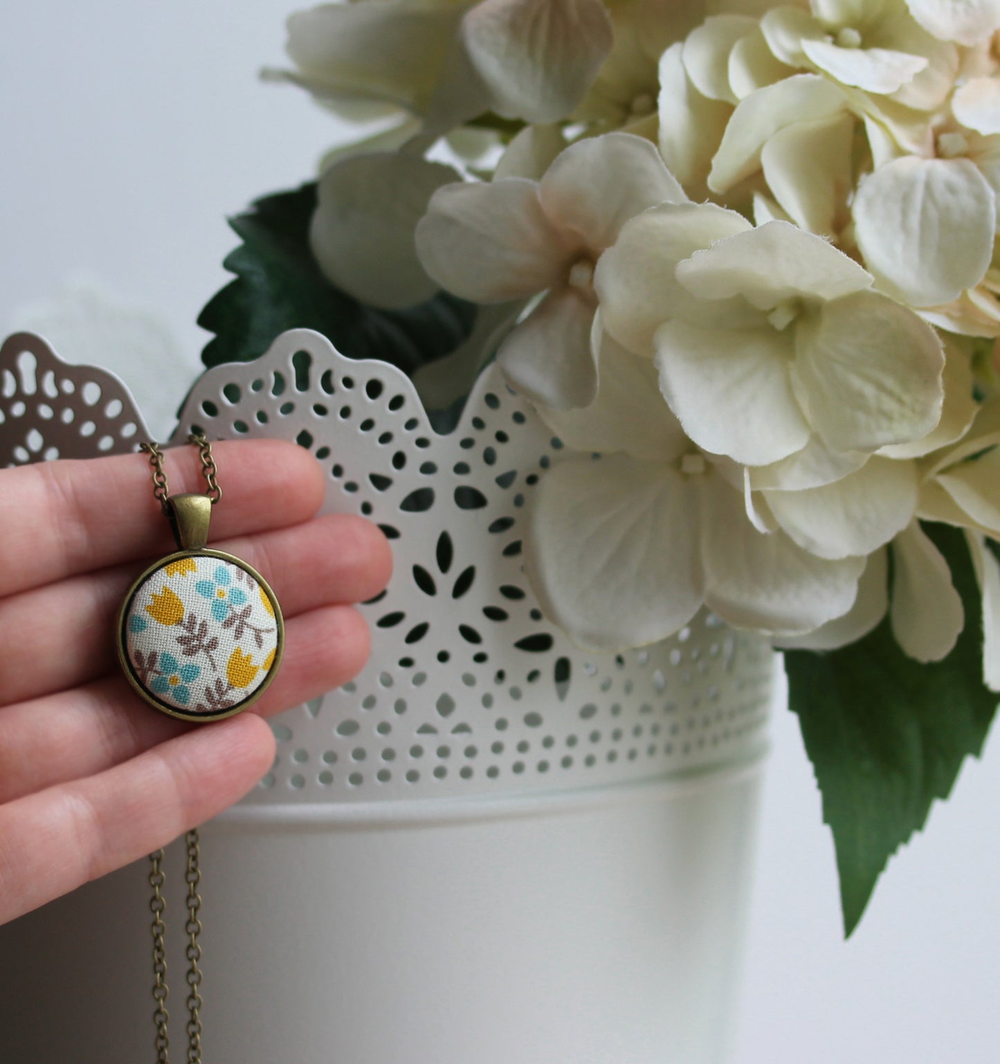 Yellow Tulip Necklace, Small Or Large, Floral Fabric Jewelry