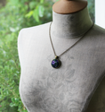 Load image into Gallery viewer, Navy Blue And Purple Necklaces, Floral Fabric Pendants (Small Or Large)

