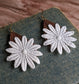 Large Lace Flower Boho Earrings On Wood Teardrops