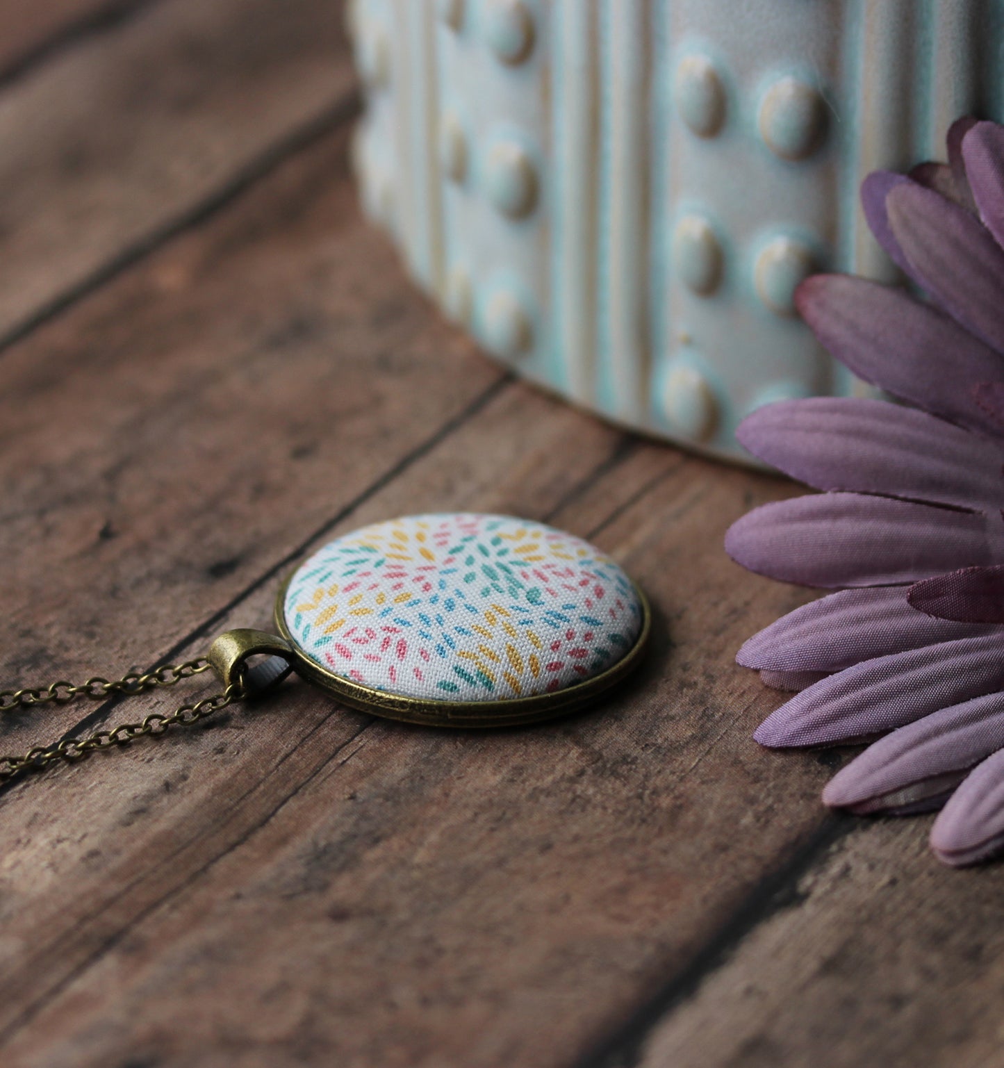 Pastel Necklace With Floral Petals, Fabric Jewelry