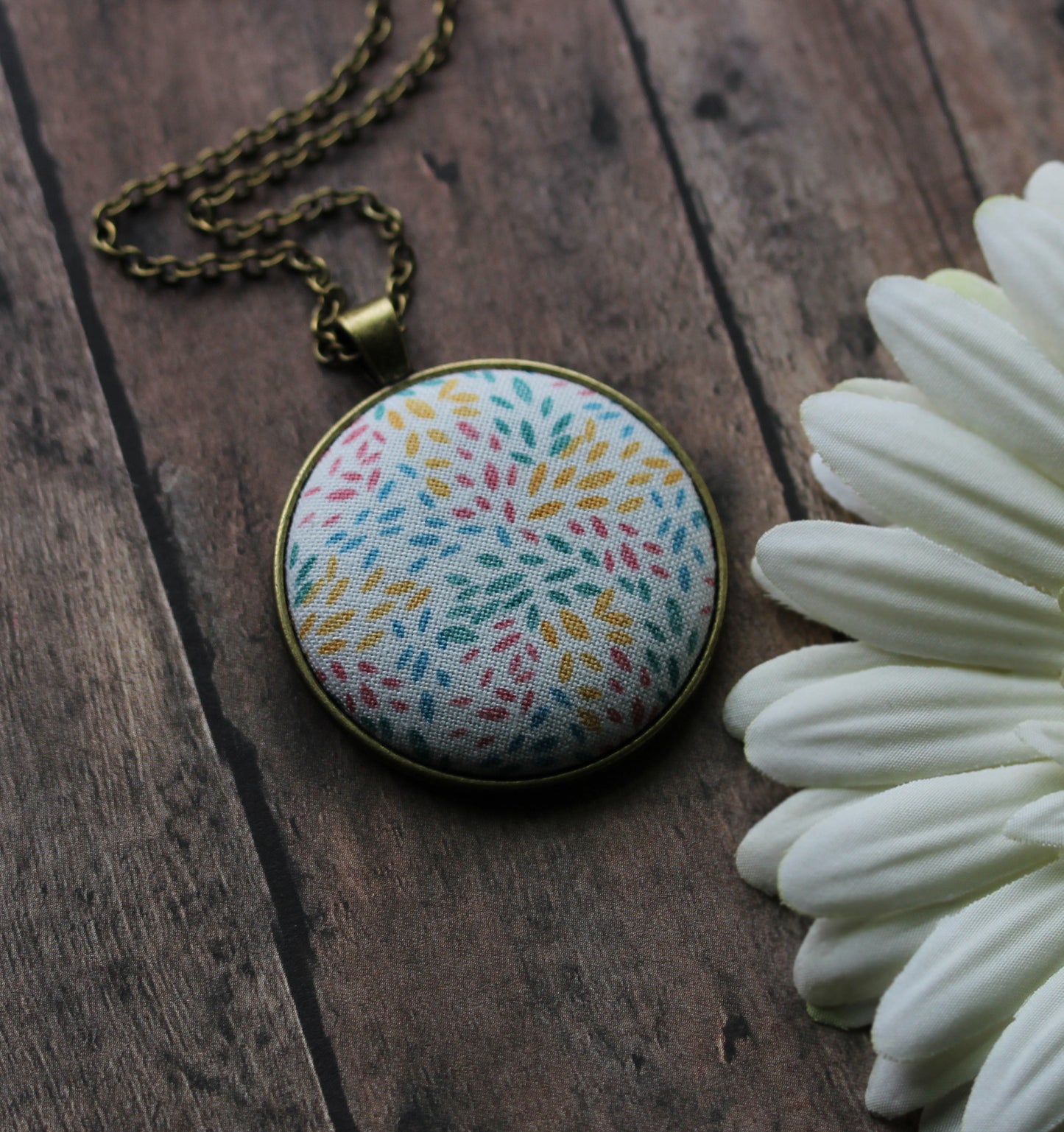 Pastel Necklace With Floral Petals, Fabric Jewelry