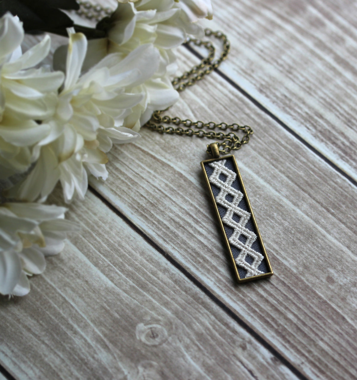 Art Nouveau Long Geometric Necklace