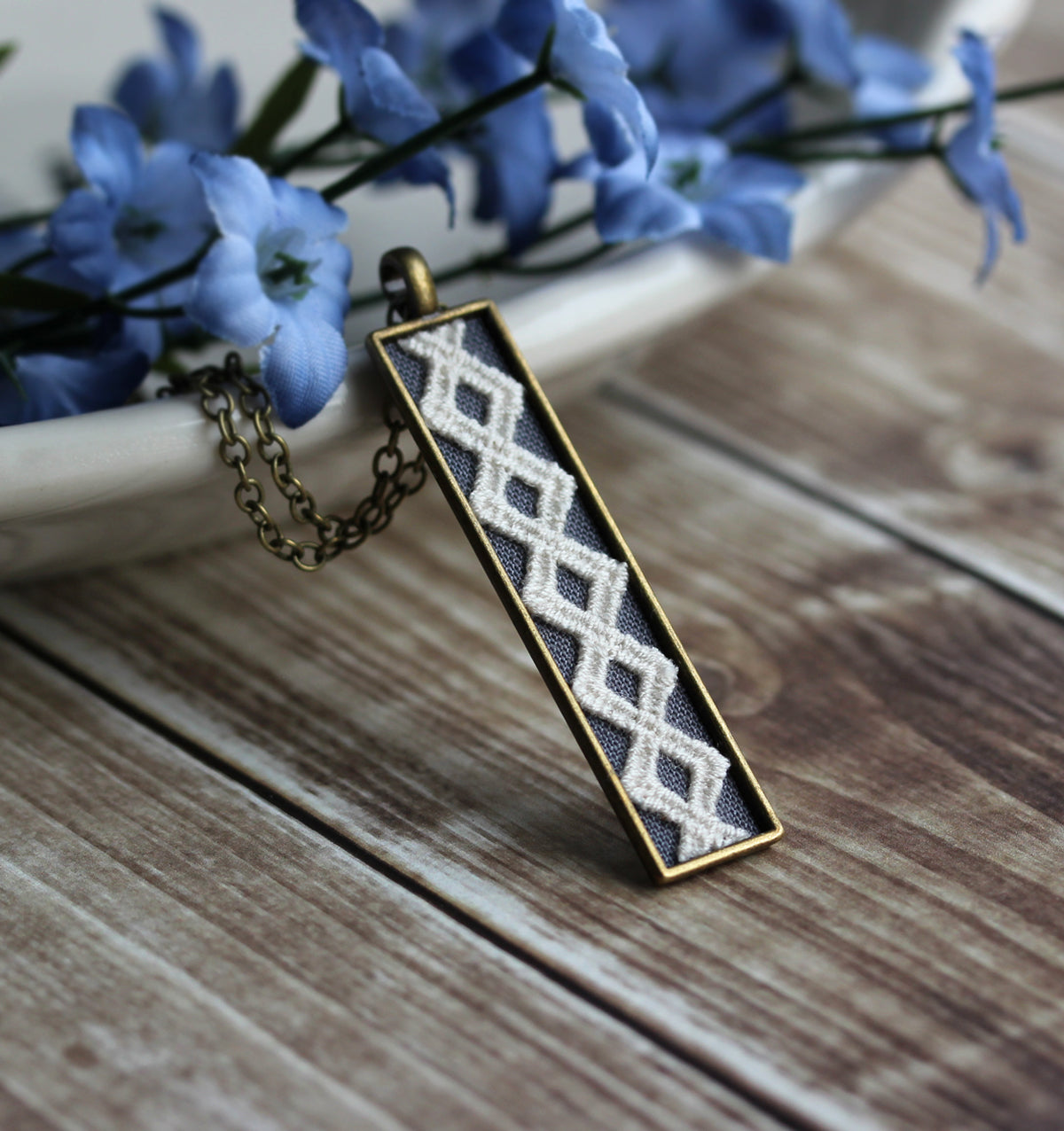 Art Nouveau Long Geometric Necklace